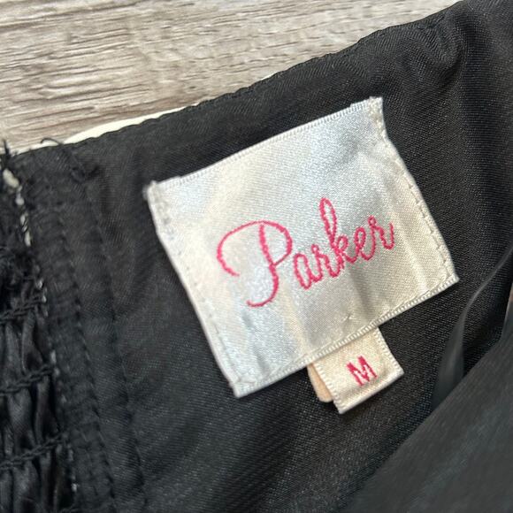 Parker Black Ivory Strapless Silk Dress with Textured Hem Cocktail - Picture 7 of 7